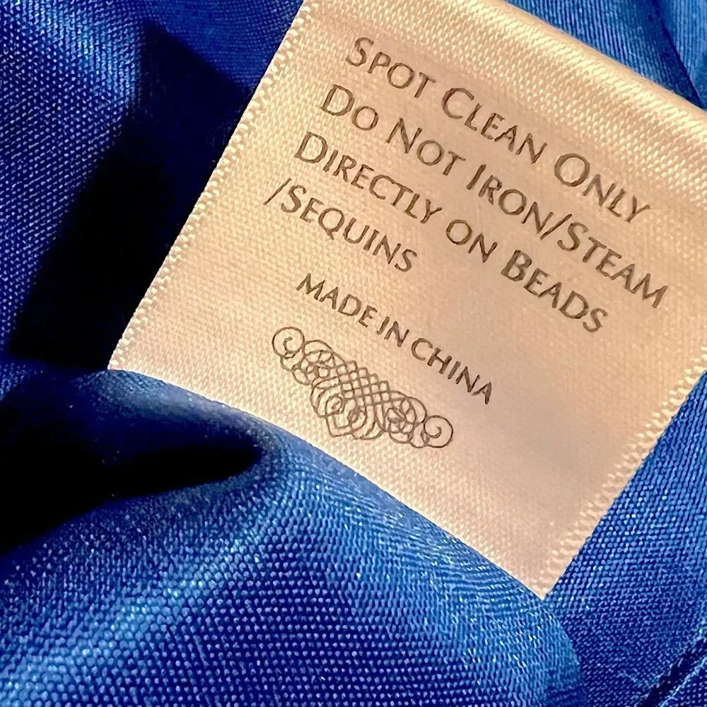 Sue Wong 3/4 SLEEVE V-NECK BEADED ROYAL BLUE & BLACK LACE COCKTAIL DRESS SIZE 4 - Picture 8 of 15